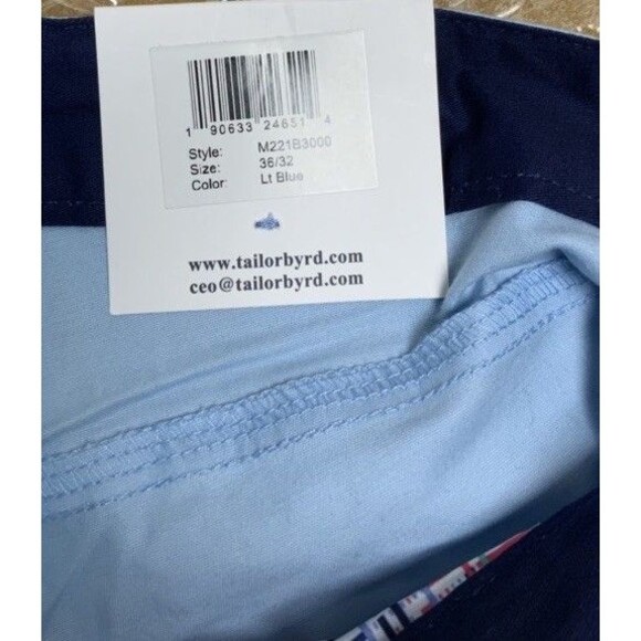 TailorByrd  Men's‎ Light Blue Classic-Fit Chino Pants SZ 36X32 Golf Pants - Picture 4 of 6